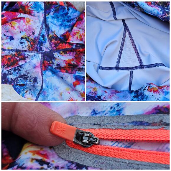 Floral Athletic Legging Athleta Hypersonic Sonar Tight Size M Stretch Athleisure - Picture 6 of 10